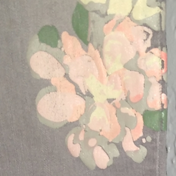 Catherine Malandrino Gray Stretch Designer Jeans Pink Painted Flowers Grey Capri - Picture 6 of 10